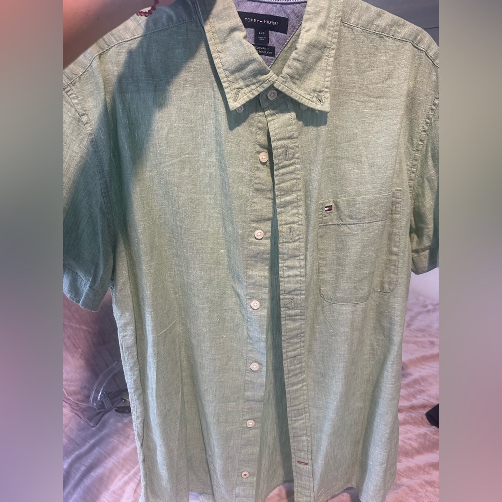 Tommy Hilfiger Green Casual Button Down Shirt